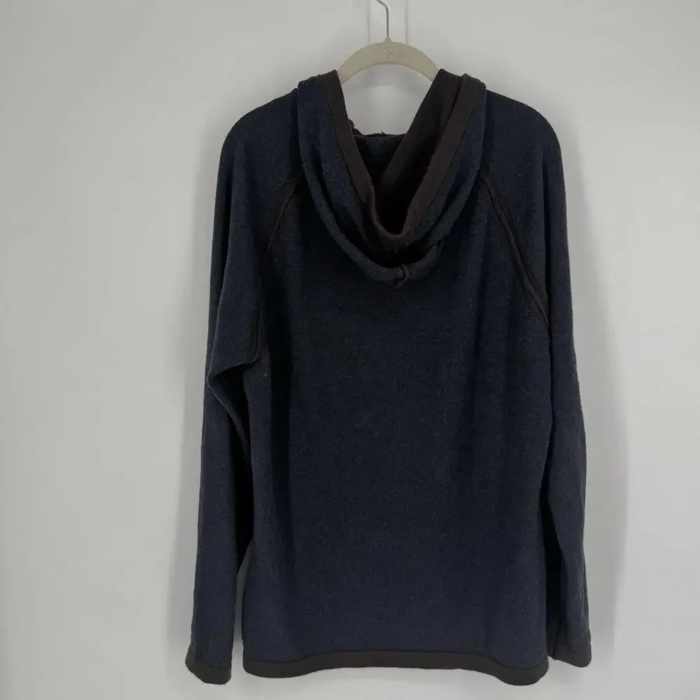 Carbon2Cobalt mens sweater medium M navy blue cotton cashmere hooded casual